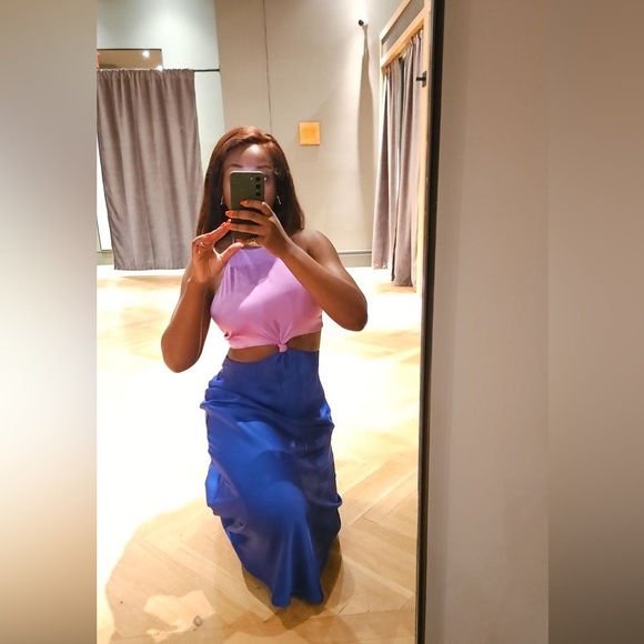 Edit by nine TD2287 color block cutout mock neck maxi dress - Picture 3 of 5